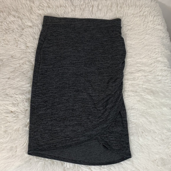 Wilfred Free Heather Grey Asymmetrical Scrunched Pencil Skirt - Picture 1 of 6